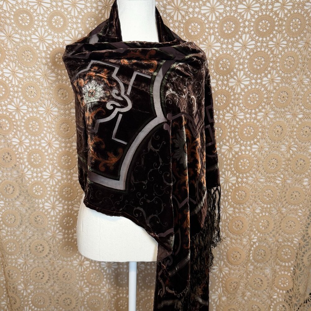 Vintage Velvet Effect Scarf/Wrap